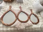 Set van 3 houten spiegels in druppelvorm, Nieuw, Ophalen of Verzenden, Minder dan 100 cm, Ovaal