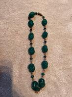 Groene Vintage Ketting, Sieraden, Tassen en Uiterlijk, Kettingen, Ophalen of Verzenden, Gebruikt, Groen, Steen of Mineraal