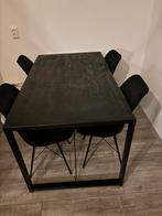 Zwarte Mango Tafel met Stalen Poten - 140cm, Ophalen, Gebruikt, 100 tot 150 cm, Metaal