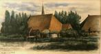 Mooie pastel van Bouke van der Sloot Gezicht op Jutrijp, Antiek en Kunst, Kunst | Schilderijen | Klassiek, Ophalen of Verzenden