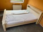 Wit Houten Bed frame 175x230 inclusief matrassen, Huis en Inrichting, Slaapkamer | Matrassen en Bedbodems, Ophalen, Gebruikt, Tweepersoons