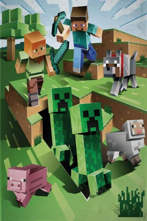 Minecraft Fleece Deken - Cave Escape, Kinderen en Baby's, Kinderkamer | Beddengoed, Nieuw, Deken of Dekbed, Groen, Jongetje, Ophalen of Verzenden