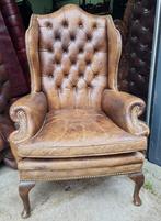 Oude Chesterfield fauteuil handgepatineerd + BEZORGING, Ophalen of Verzenden