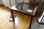 Mahonie salontafel of bijzettafel 60cm vierlant, Huis en Inrichting, Ophalen, 50 tot 100 cm, Glas, 50 tot 100 cm