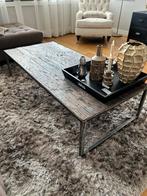 Robuuste Salontafel - Massief Hout & Metaal, Ophalen, 100 tot 150 cm, 50 tot 100 cm, Zo goed als nieuw