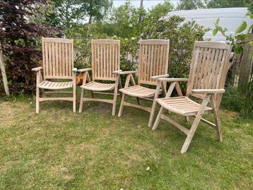 4 Allure tuinstoelen - teakhout - verstelbaar beschikbaar voor biedingen