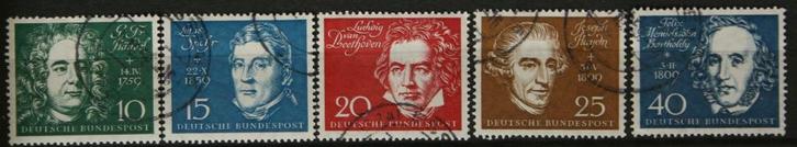 Setje 5 postzegels BRD 1959 Beethovenhalle, Postzegels en Munten, Postzegels | Europa | Duitsland, Gestempeld, BRD, Ophalen of Verzenden