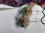 Oorbellen van echte pauwenveren, Sieraden, Tassen en Uiterlijk, Oorbellen, Overige materialen, Hangers, Blauw, Nieuw