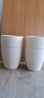 Roomkleurige potten/vazen, Ophalen, Rond, Zo goed als nieuw, Minder dan 25 cm
