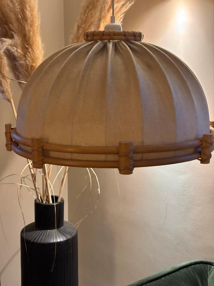 Grote vintage hanglamp jaren 70, lamp, plafondlamp, Huis en Inrichting, Lampen | Hanglampen, Gebruikt, Minder dan 50 cm, Stof
