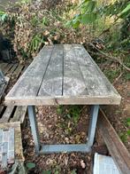 Steigerhouten tuintafel 225x83 met aluminium frame, Tuin en Terras, Tuintafels, Ophalen, Gebruikt, Rechthoekig, Hout