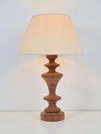 Vintage tafellamp gedraaid hout ’70 spindel mid century lamp, Minder dan 50 cm, Gebruikt, Vintage, Ophalen of Verzenden