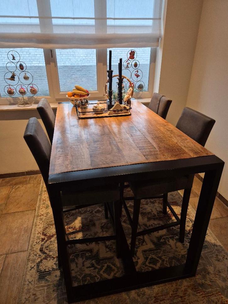 Bartafel Glenwood met 6 barstoelen Rumba (Woonsquare), Huis en Inrichting, Tafels | Eettafels, Zo goed als nieuw, 50 tot 100 cm