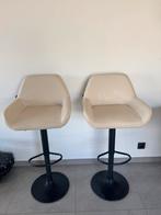 Twee Kunstleren Barstoelen Beige, Huis en Inrichting, Barkrukken, Ophalen, In hoogte verstelbaar, 60 tot 90 cm, Zo goed als nieuw