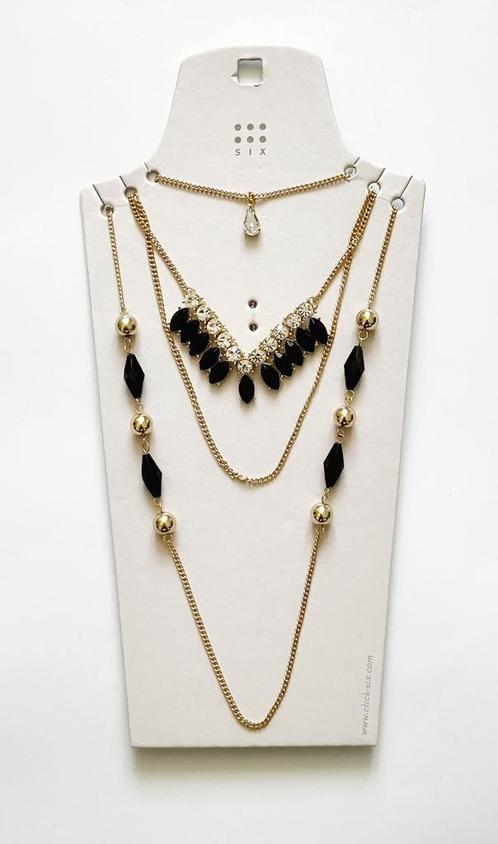 (NIEUW) SIX | Gelaagde kettingset, Sieraden, Tassen en Uiterlijk, Kettingen, Nieuw, Overige materialen, Goud, Met strass, Ophalen of Verzenden