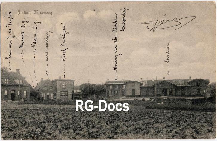 Ansichtkaart - Briefkaart Trein Station Terneuzen 1919, Verzamelen, Ansichtkaarten | Nederland, Gelopen, Zeeland, Voor 1920, Ophalen of Verzenden