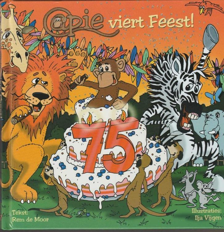 Apie viert feest-Rem de Moor (Diergaarde Ouwehand 75 jaar)^^, Boeken, Kinderboeken | Jeugd | onder 10 jaar, Zo goed als nieuw