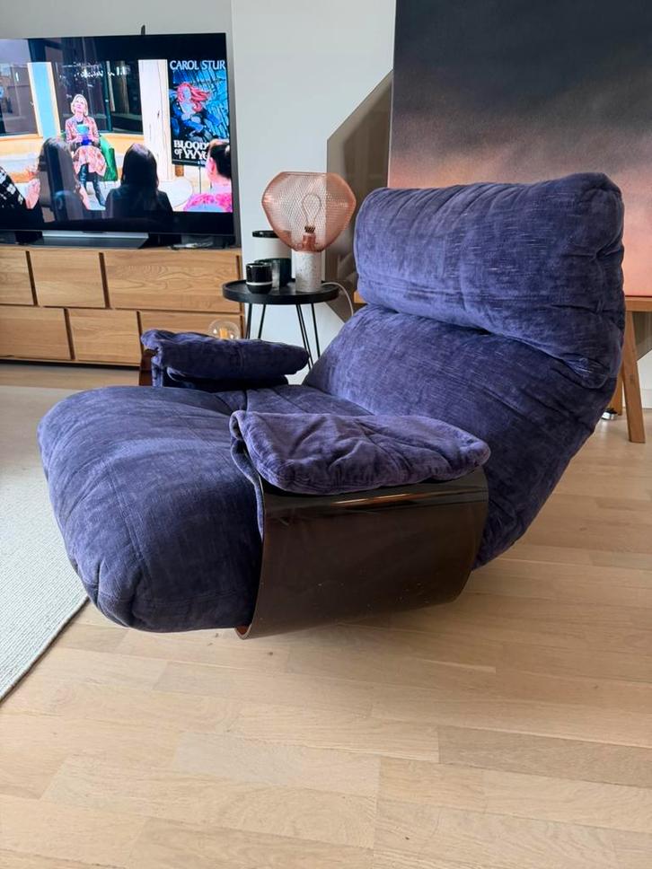 Fauteuil Ligne roset Marsala Paars fluweel, Huis en Inrichting, Fauteuils, Zo goed als nieuw, 50 tot 75 cm, 75 tot 100 cm, Ophalen of Verzenden