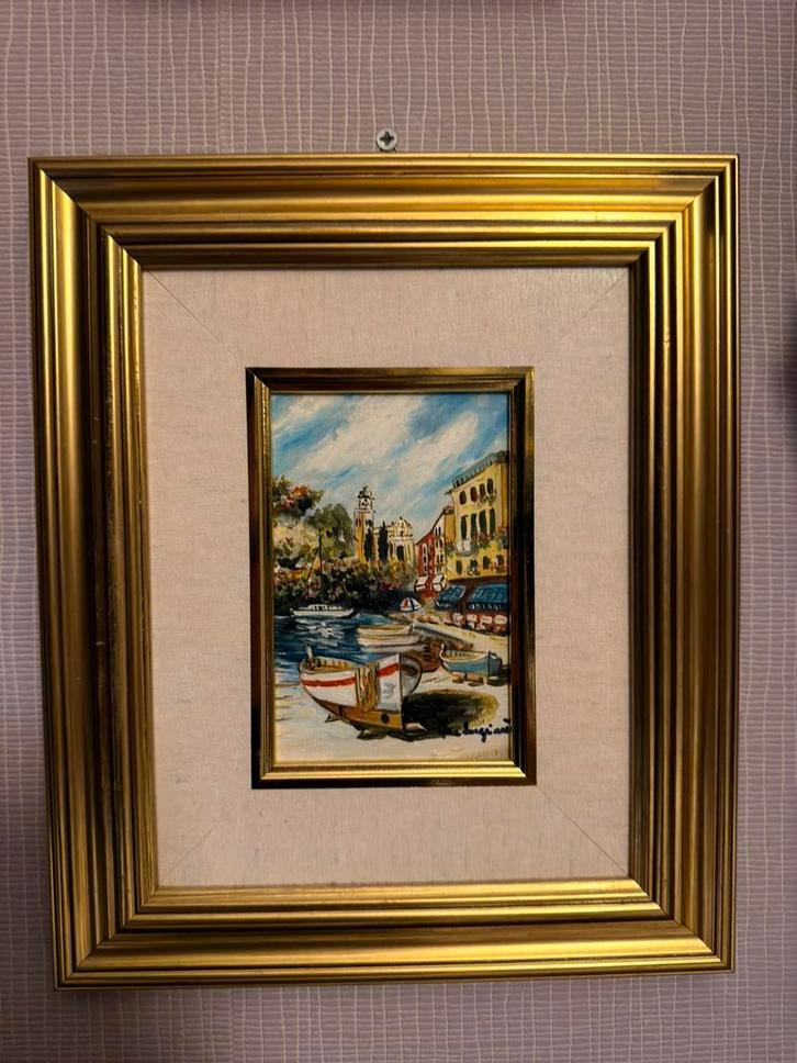 Mara Sanguineti – “Portofino” – olieverfschilderij op doek, Antiek en Kunst, Kunst | Schilderijen | Klassiek, Ophalen of Verzenden