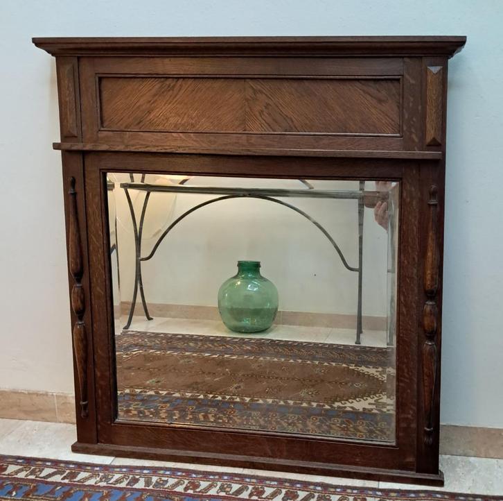 Vintage of brocante - spiegel met houten rand, Antiek en Kunst, Curiosa en Brocante, Ophalen