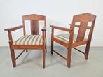 Set 2 art deco fauteuil amsterdamse school eiken ebben ’20, Twee, Art deco, Hout, Ophalen of Verzenden