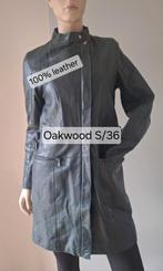 Oakwood 100% leather Donkergroene trenchcoat S, Ophalen of Verzenden, Zo goed als nieuw, Oakwood, Jasje
