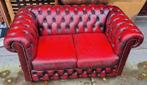 Chesterfield 2 zit bank rood leer + BEZORGING GRATIS, Huis en Inrichting, Banken | Bankstellen, Gebruikt, ., 150 tot 200 cm, Chesterfield