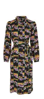 Carina Rebelle dress bloemen Hybiscus King Louie M, Maat 38/40 (M), Zwart, Nieuw, Ophalen of Verzenden