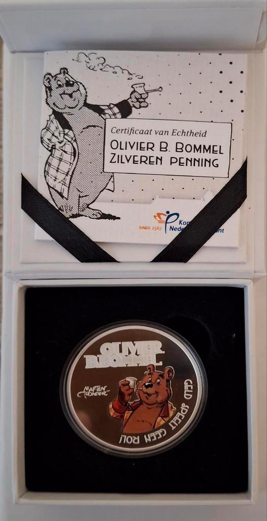 Olivier B. Bommel Zilveren Penning Proof, Postzegels en Munten, Penningen en Medailles, Zilver, Nederland, Ophalen of Verzenden
