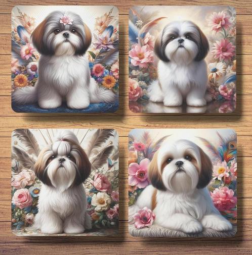 Shih-Tzu Barok stijl onderzetters met houder, Huis en Inrichting, Woonaccessoires | Onderzetters, Nieuw, Glas of Kopje, Ophalen of Verzenden