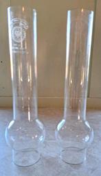 2x olielamp glas lampenglas buikglas scheepslamp stormlamp, Verzenden