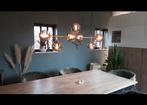 Design hanglamp messing met smoke glazen bollen, Huis en Inrichting, Lampen | Hanglampen, Ophalen, Zo goed als nieuw, Glas, Hotel Chique, Eric Kuster