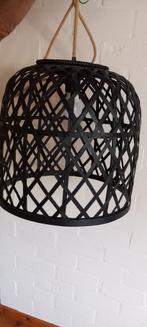 Hanglamp zwart rieten kap met led lamp, Ophalen, Zo goed als nieuw, Modern, Minder dan 50 cm