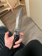 Damascus mes met handgemaakte leren hoes – full tang, Ophalen of Verzenden