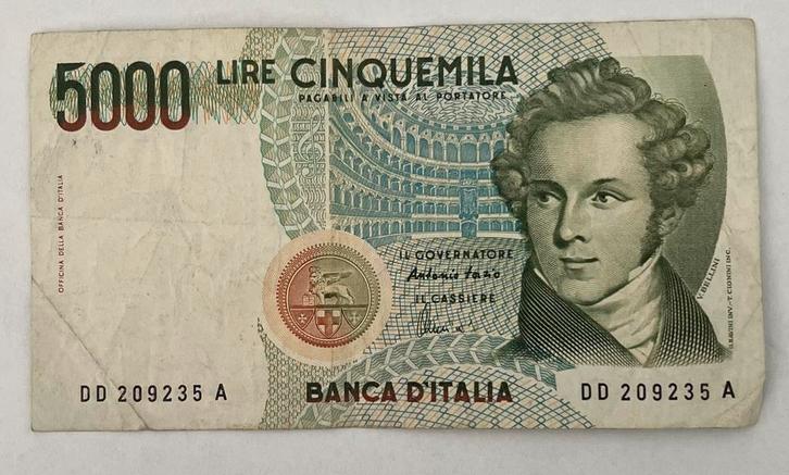 Italië 5.000 Lire 1985 gebruikte staat, Postzegels en Munten, Bankbiljetten | Europa | Niet-Eurobiljetten, Los biljet, Italië