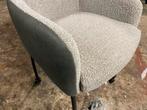 Stoel Soof - Grijs Leder & Bouclé - Verrijdbaar, Huis en Inrichting, Ophalen, Nieuw, Leer, Eén