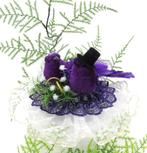 Prachtige paarse vogels als bruidstaart topper., Ophalen of Verzenden, Nieuw, Versiering, Geboorte of Huwelijk