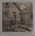 Ets - Hendrik Weegewijs (1878-1964) - Binnenplaats (1923), Antiek en Kunst, Kunst | Etsen en Gravures, Ophalen of Verzenden