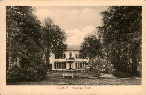 Haersma State in Drachten, omgeven door bomen., Verzamelen, Ansichtkaarten | Nederland, Gelopen, Friesland, 1940 tot 1960, Ophalen of Verzenden