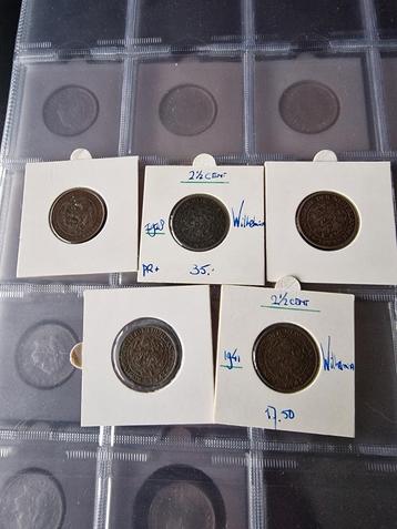Halve stuivers Wilhelmina 5 stuks.Verschillende kwaliteiten. beschikbaar voor biedingen