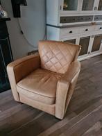 Cognac leren fauteuil, Huis en Inrichting, Fauteuils, Ophalen, Gebruikt, 50 tot 75 cm, Leer