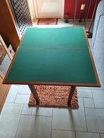 Vintage Kaart-/Speeltafel Teakhout 90x50/100x90 open, Huis en Inrichting, Teakhout, Gebruikt, 50 tot 100 cm, Tafelblad