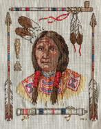 Borduurwerk, zijde, Indiaan, native American, vintage, Ophalen of Verzenden