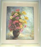 Groot schilderij met bloemen, olieverf op linnen, gesigneerd, Antiek en Kunst, Kunst | Schilderijen | Klassiek, Ophalen