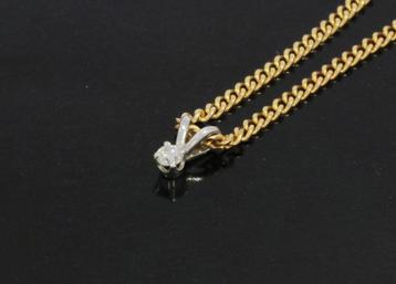 Solitair diamant 14k wit gouden dames ketting hanger beschikbaar voor biedingen