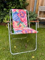 Vintage campingstoel bloemen, Caravans en Kamperen, Kampeermeubelen, Ophalen, Zo goed als nieuw, Campingstoel