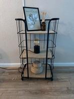 Metalen trolley kast met houten planken, Ophalen, Met plank(en), Minder dan 50 cm, Gebruikt