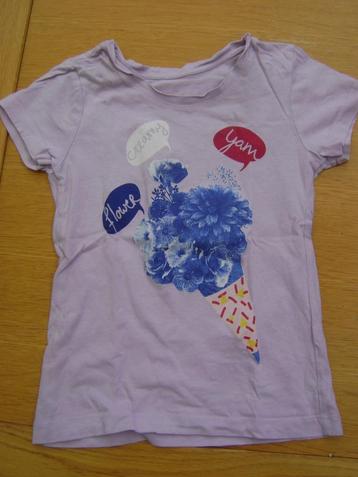 Hema lila t-shirt met print maat 110/116 