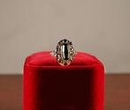Zilveren vintage ring met granaat en ketting van granaat., Ophalen of Verzenden