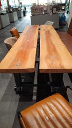 Robuuste Boomstamtafel verrijdbaar 300x100 cm, Ophalen, Gebruikt, Metaal, 200 cm of meer